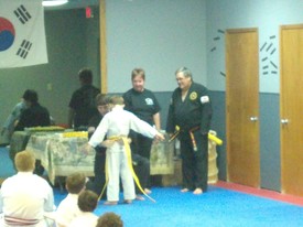 Mon 11 Nov 2013 06:26:32 PM

Award ceremony for yellow belt with a black stripe.