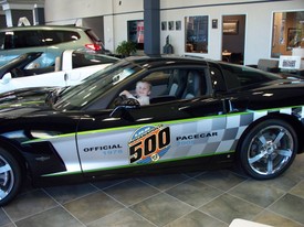 Wed 21 Jan 2009 11:31:47 AM

Andrew tried a Corvette on for size, at Garber Automall GMC, while the Acadia was in for service.